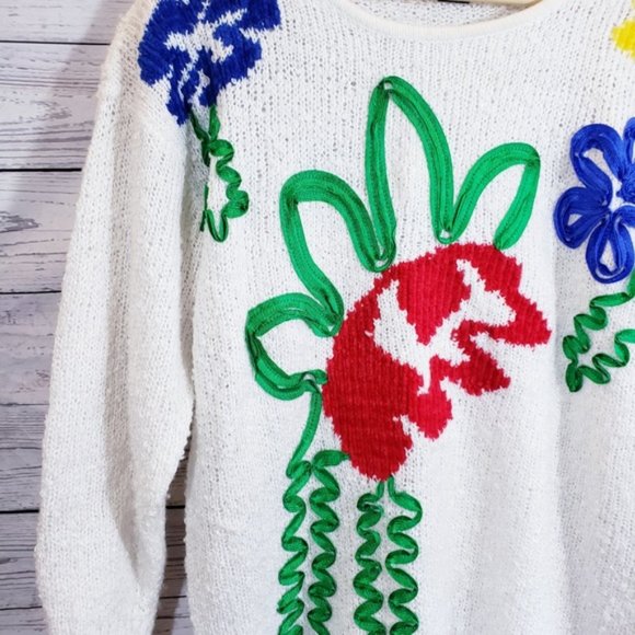 Vintage le Chois Embroidered Knit Women's Sweater - Picture 3 of 6